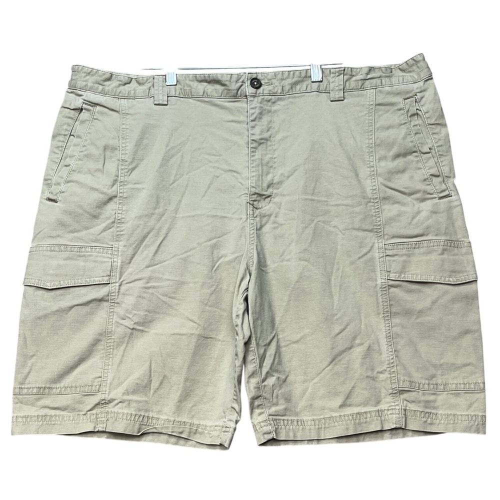 Tommy Bahama Cargo Shorts Men 42 Khaki Tan Flat Front Flap Pocket Stretch Marlin